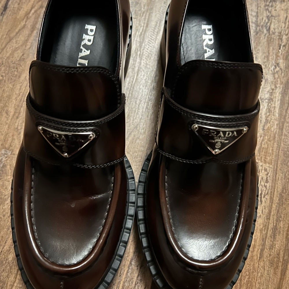 Prada Women's Dark Brown Leather Loafers